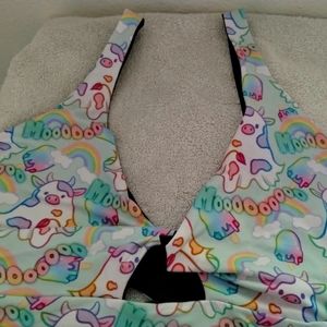 Handmade Bralette Rainbow moo cow pride style print stretchy and soft like new